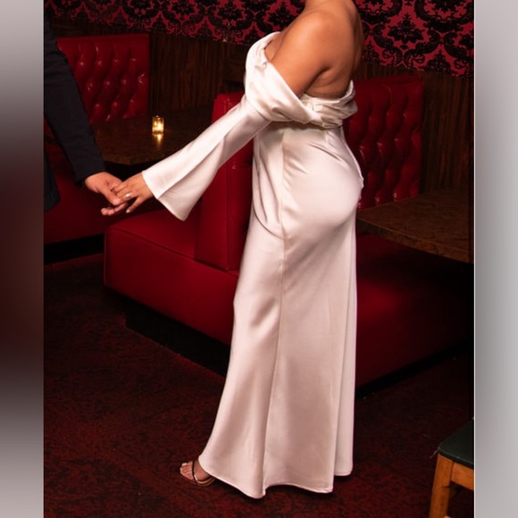 Satin Maxi Dress - Ivory - Picture 2 of 2